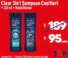 CLEAR 3İN1 ŞAMPUAN ÇEŞİTLERİ 330 ML CLEAR 3İN1 ŞAMPUAN ÇEŞİTLERİ 330 ML